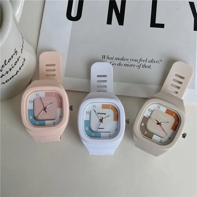 Luxury Fashion Silicone Women Watches Qualities Square Quartz Wristwatches Student Female Clock Gift Montre Femme