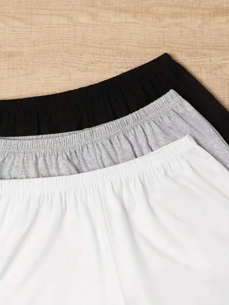 3pcs Set Spring Summer Solid Color Comfortable Lounge Shorts