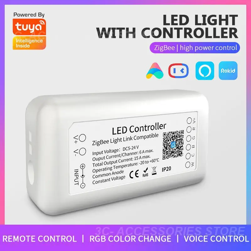 Lighting Box Controller Brightness Adjustable Color Changing Led Strip Smart Switch Endurable 15a Zigbee Smart Led Controller