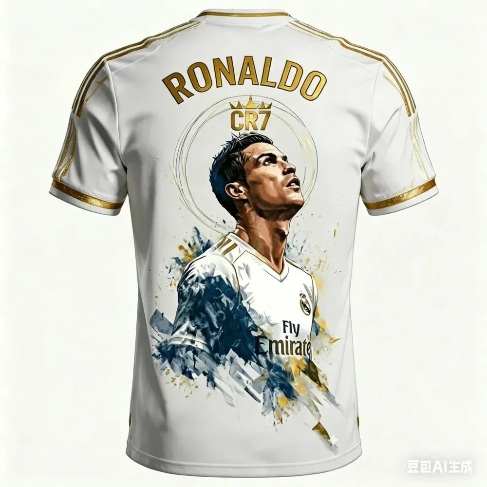 Summer New 3D Printed Ronaldo Real Madrid Art Printed Jersey Y2K Quick Drying Breathable Family and Parent-child Outfit