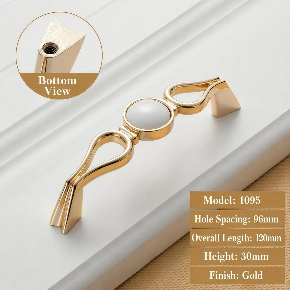 Elegant Ceramic Cabinet Handles 96mm 128mm Zinc Alloy Gold Drawer Pulls Vintage Classic Cabinet Door Knobs Furniture Hardware