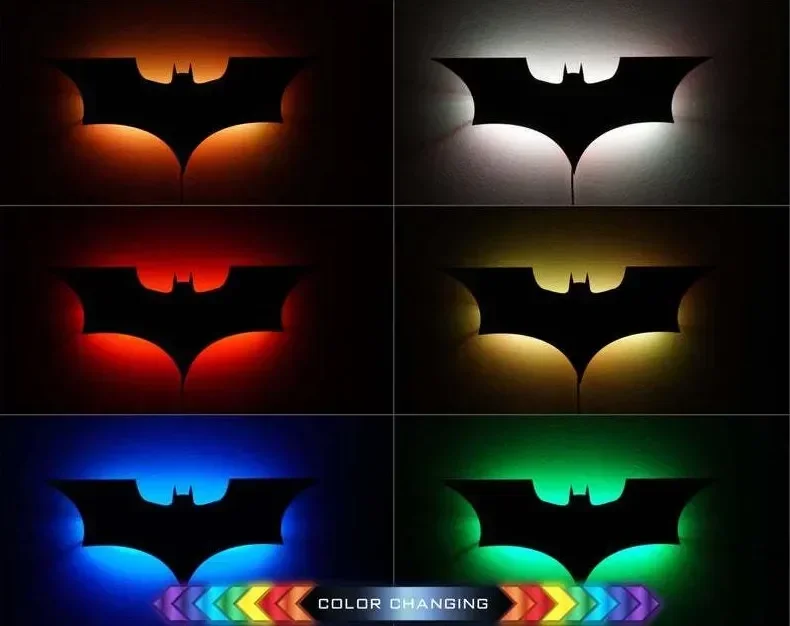 2025 40cm Cool LED Wall Lights with Wireless Remote Control and Color Change Bat Wings Shape Bedside Light Atmosphere Logo Lamp