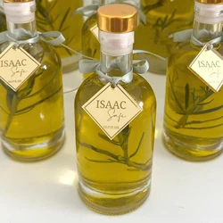 50Pcs Personalized Square With Olive Oil Or Zanzan Water Decoration Acrylic Mirror Hang Tag Wedding Party Gift (No Bottles)