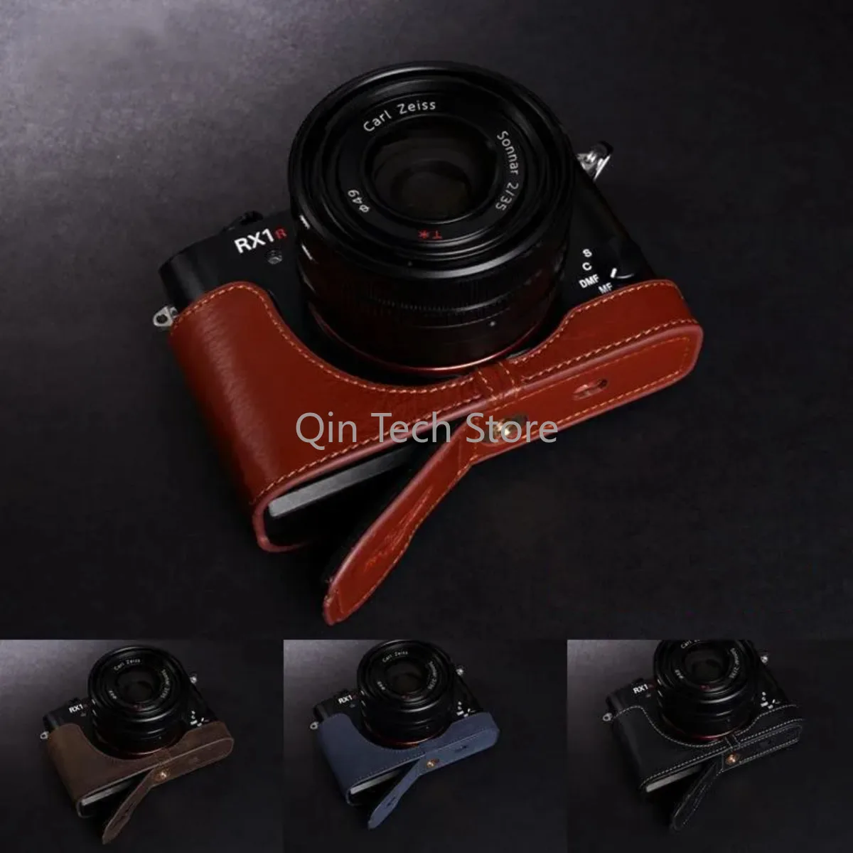 Tas pelindung kamera kulit asli asli penutup casing pegangan dasar sabuk bahu tali leher untuk Sony RX1R ii RX1R2 RX1RII