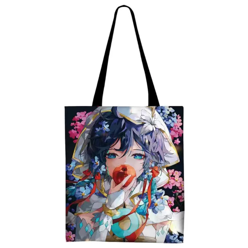 Anime Genshin Impact Canvas Bag Hutao Ganyu Klee Zhongli Xiao Kaedehara Kazuha Shopper Women Shoulder Bags Handbags