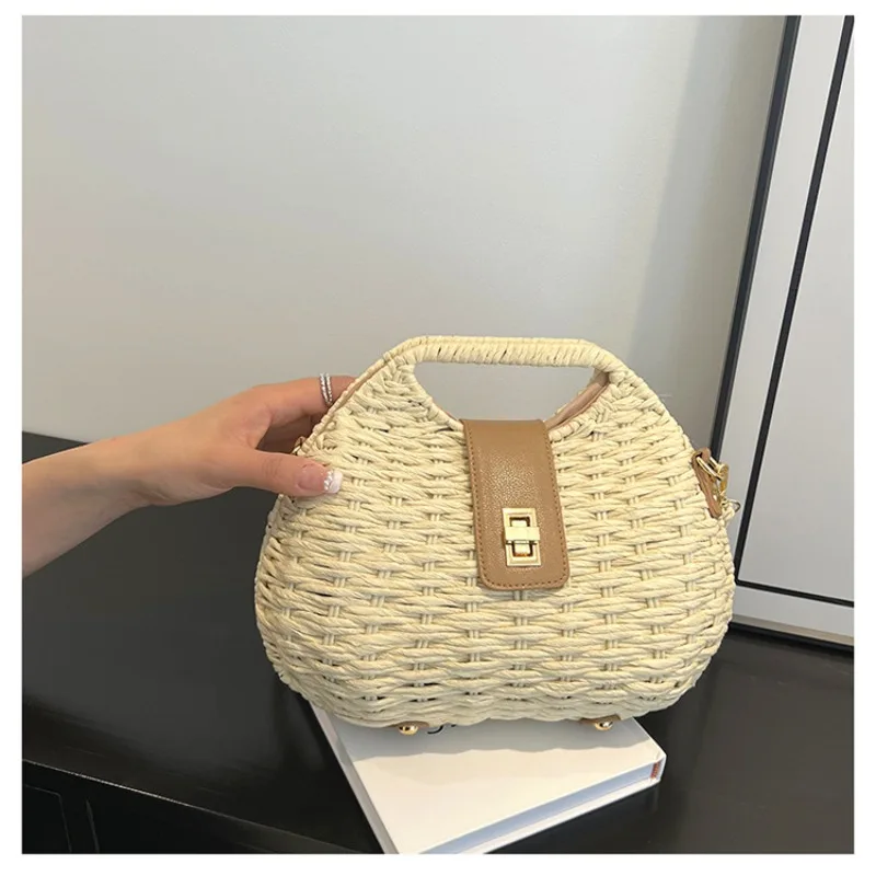 Popular Beach Shoulder Bag 2024 New Fashion Ladies Hand-held Straw Bag High-grade Messenger Bags