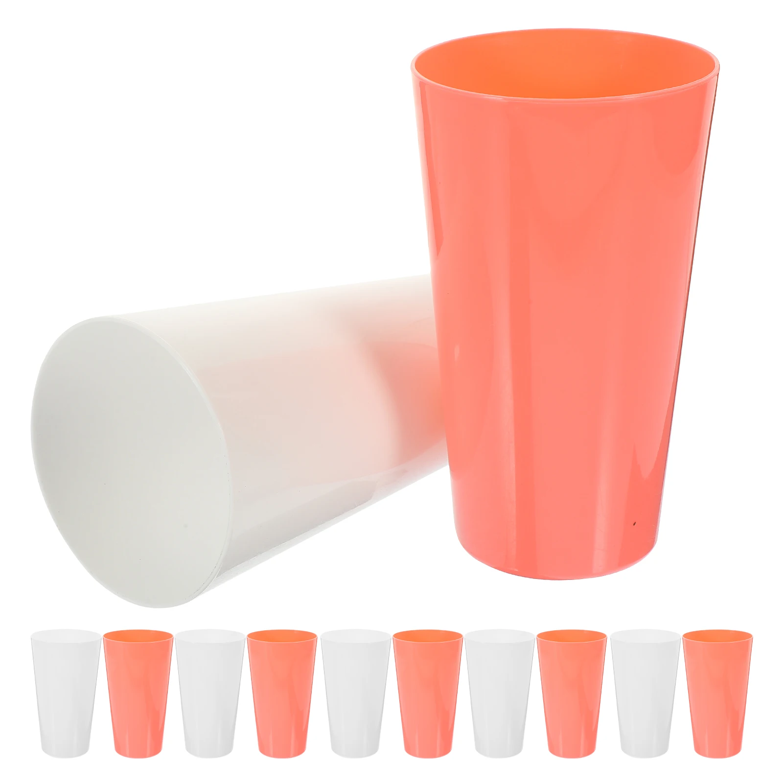

16 Pcs Plastic Beverage Cups 530ml White Pink Reusable Party Stadium Home Large Capacity PP Washable Multi Purpose