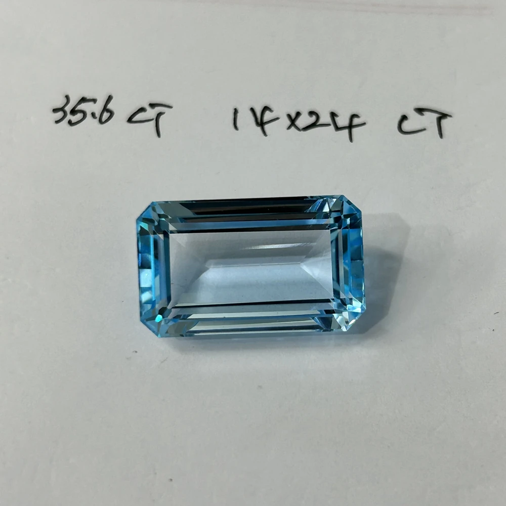 Meisidian Emerald Cut 14x24mm 35 Carat 100% Natural Sky Blue Topaz Loose Gemstone