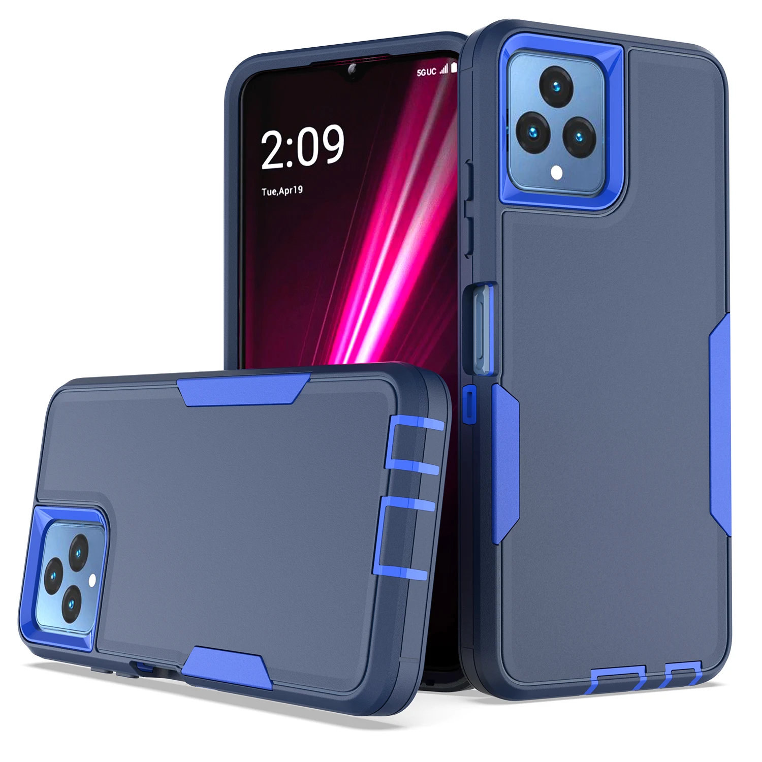 2 in 1 Heavy Duty Armor Shockproof Phone Case For T-Mobile REVVL 6 5G 6.5 inches Hard Plastic Frame TPU Protective Back Cover