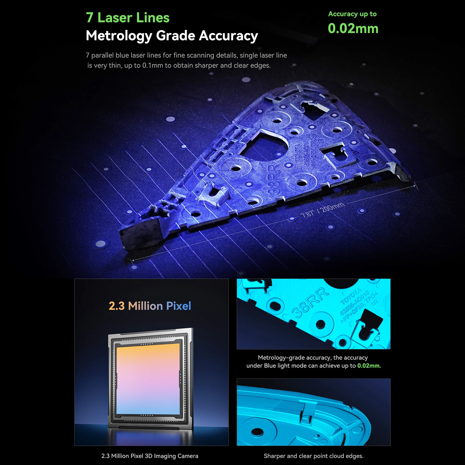3D CR-Scan Raptor Multiple-line Blue & NIR Consumer 3D Scanner Handheld Scanner Up to 60FPS Scanning Speed Anti-Sha