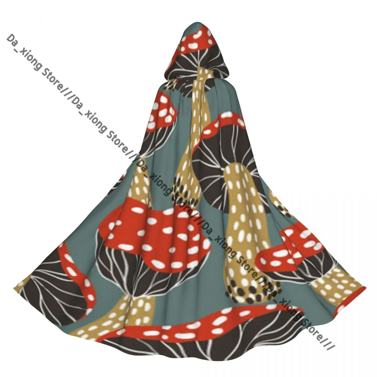 

Unisex Halloween Cloak Retro Mushrooms Cape Hooded Medieval Costume Witch Wicca Vampire