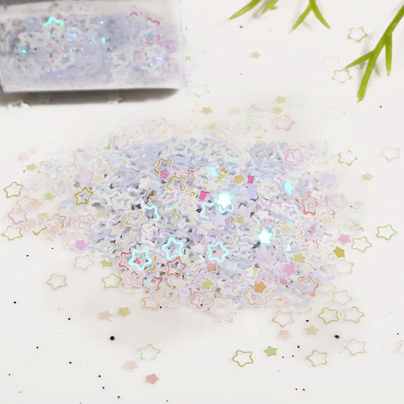 Ins New Nail Accessory Pentagram Glitter Glitter Powder Gold Onion Powder Slime Glitter Powder 1g Pack Handmade DIY