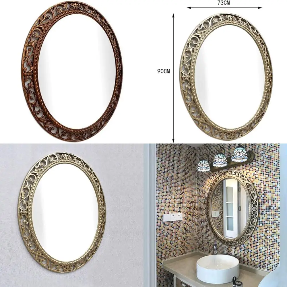 Espelho compacto de parede estilo retrô para banheiros, ideal para hotéis, restaurantes e shopping centers, perfeito para aplicação de maquiagem