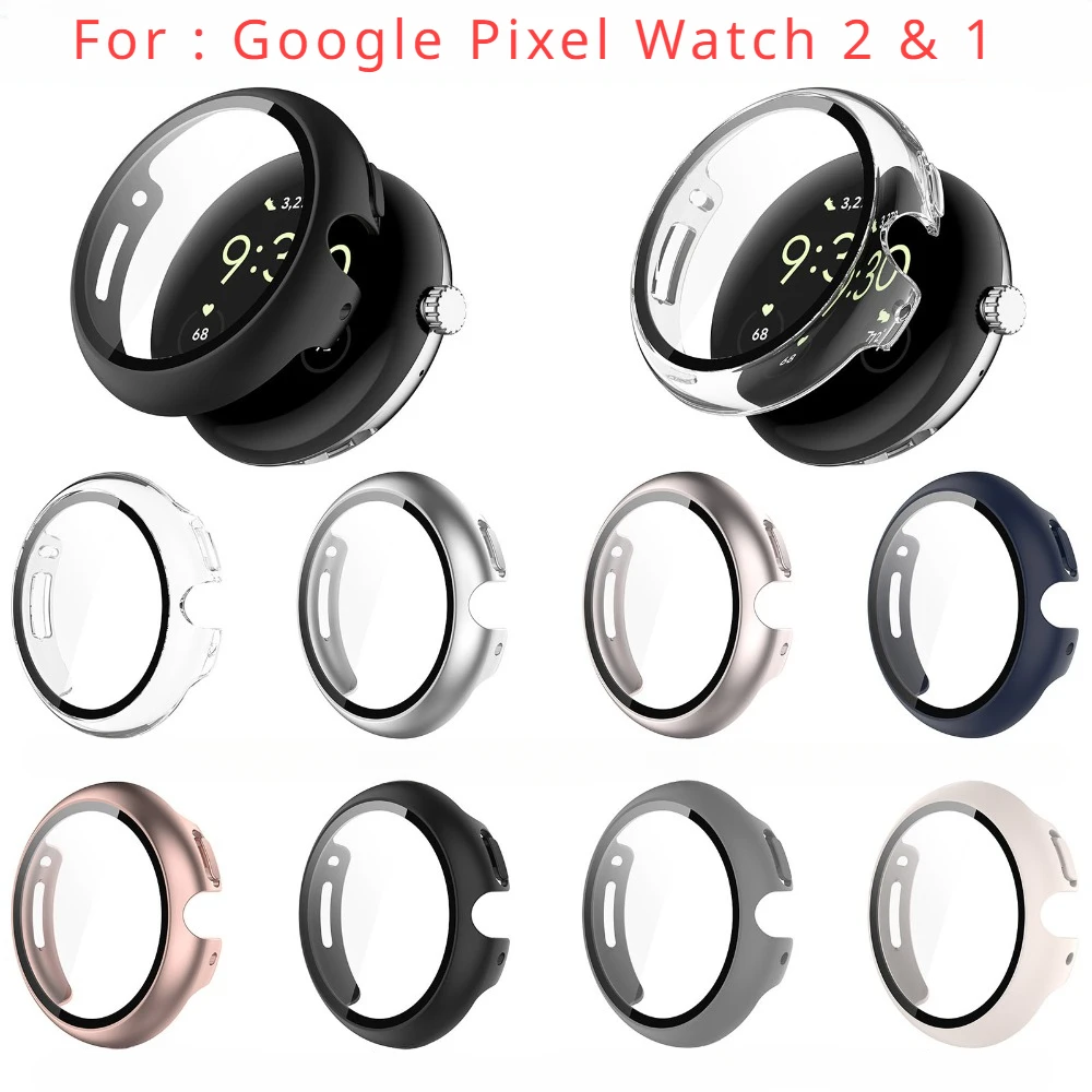 PC Case+Tempered Glass For Google Pixel Watch 2 & 1 Full Cover Screen Protector Smartwatch Bumper Cleaning cotton