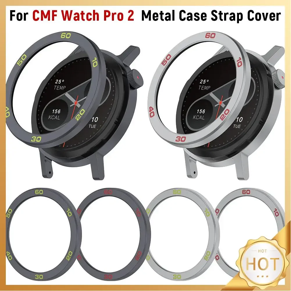 

For CMF Watch Pro 2 Metal Bezel Ring Metal Protector Watch Case Strap Cover Tempered Glass Screen Protector Case Cover Ring