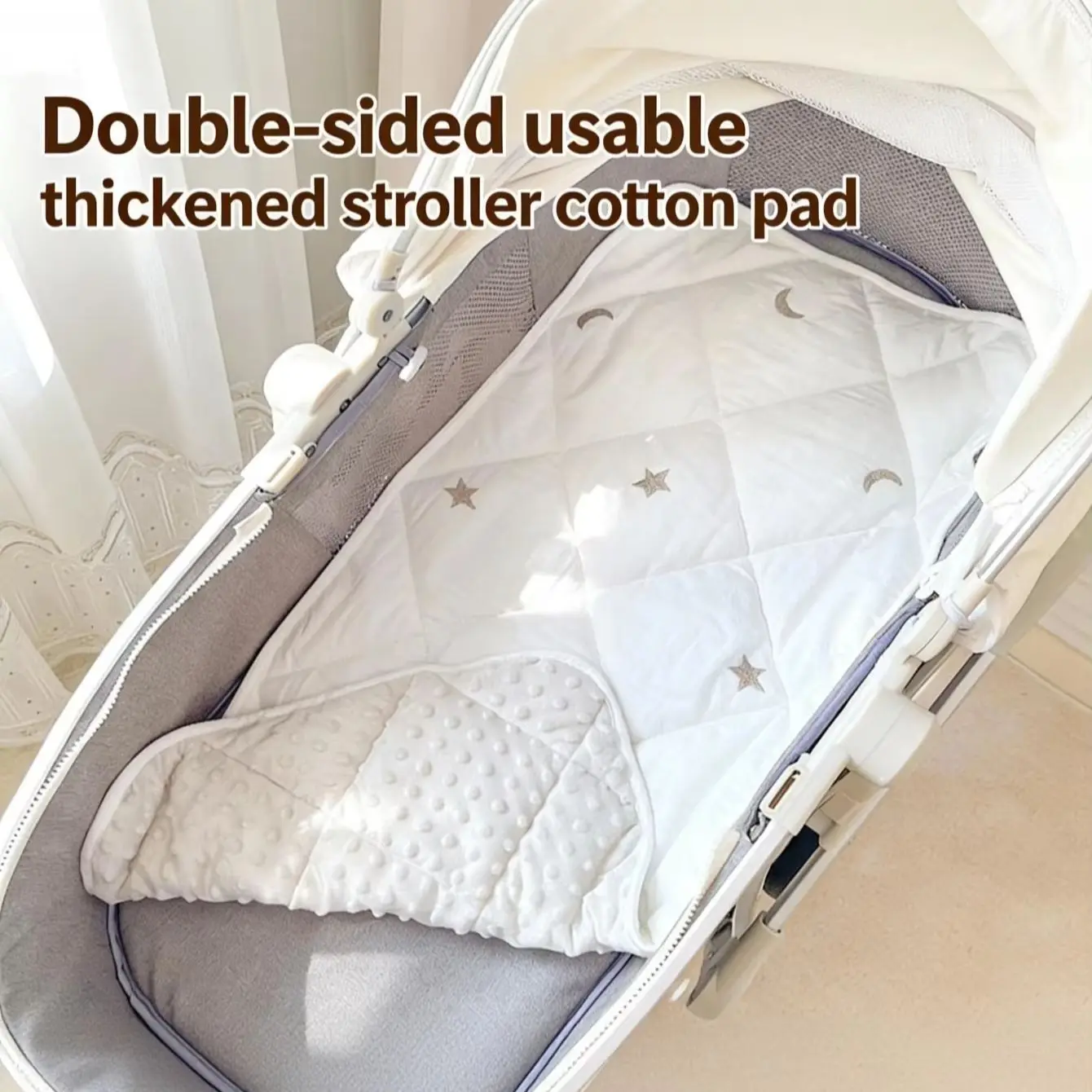 

Thickened Warm Baby Stroller Pad, Plush Quilted Stroller Seat Cushion Liner for Autumn Winter baby stroller pad
