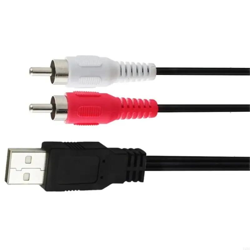 1PC 1.5m Dual RCA ชายไปยัง USB ชายคอมโพสิตอะแดปเตอร์ Audio Video ข้อมูลสายเคเบิลสําหรับทีวี/PC
