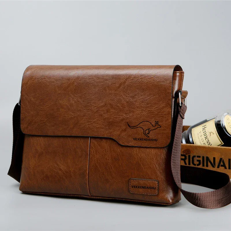 

Men Shoulder Bag For IPAD Leather Business Handbag Men Messenger Bag Large Side Sling Bag Fashion Man Crossbody Bag