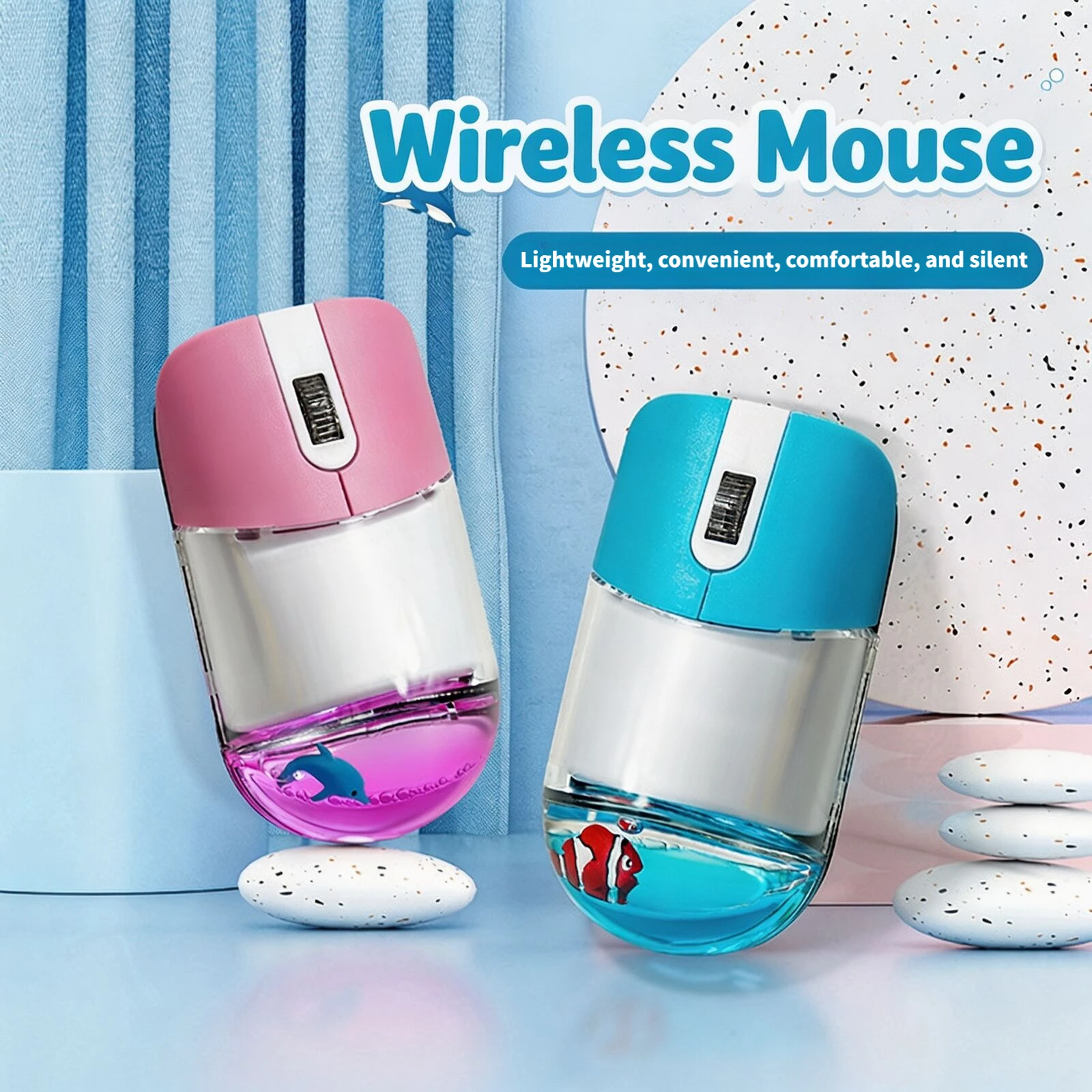 Liquid Floating Cartoon Animal Optical Wireless Mouse 2.4G Receiver Silent Click Battery Powered Portable Office Laptop Mice