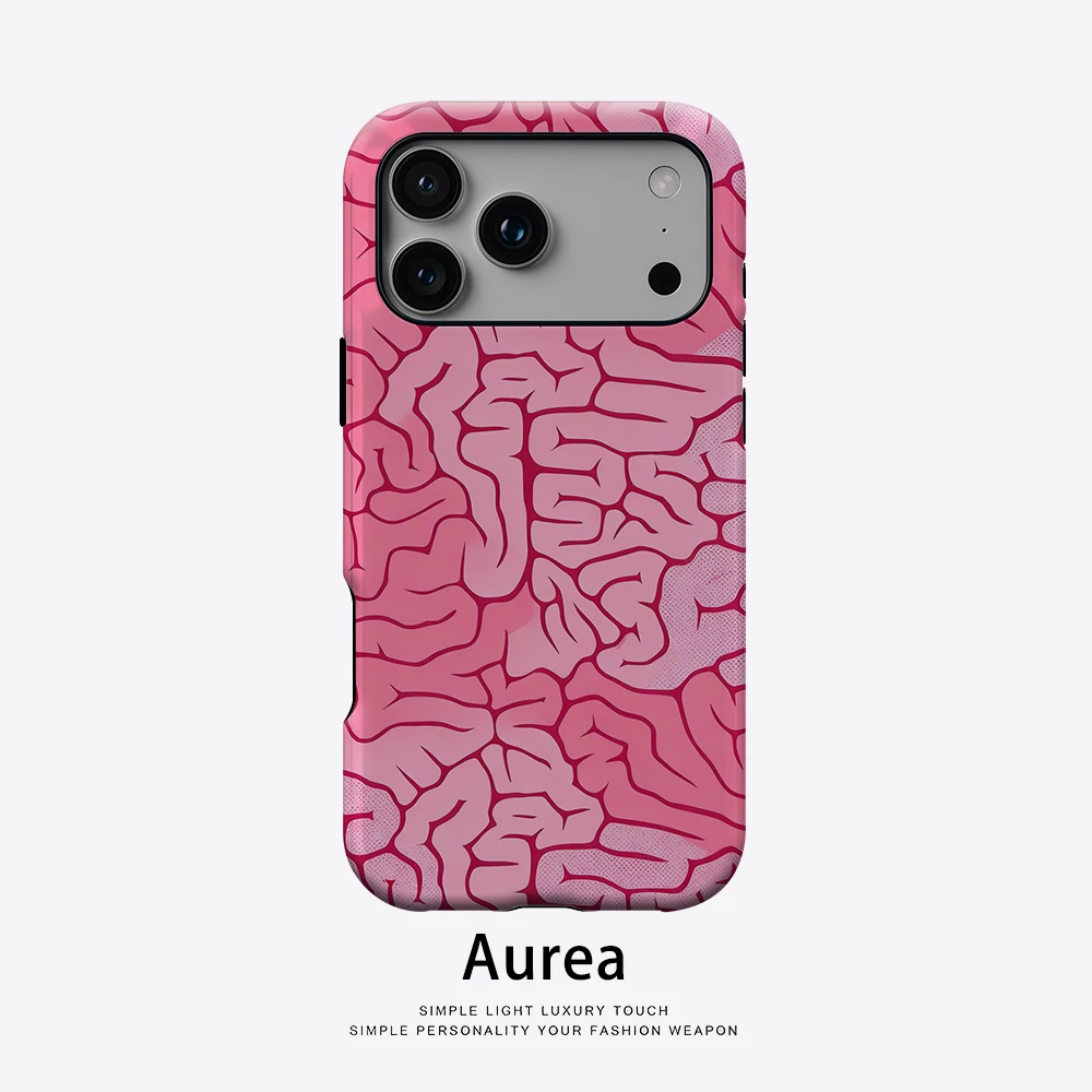 Aurea Case Matte Bumper für MagSafe Hülle für iPhone 18 17 16 15 14 Plus 13 Pro Max Stoßfeste Harte PC Pink Vein Schutzhülle