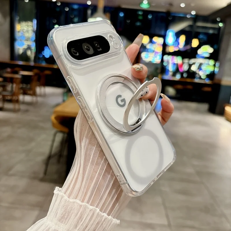 

Case For Google Pixel 6 7 8 9 10 6a 7a 8a 9a Pro XL Non-Yellowing Magsafe Anti-Scratch 360° Rotation Metal Stand Kickstand Cover