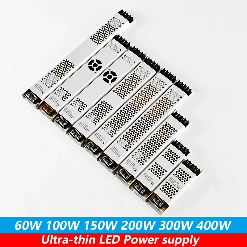 DC 12V 24V Ultra Thin LED Power Supply Lighting Transformers 60W 100W 150W 200W 300W 400W AC180-260V Driver For LED Strip Lights