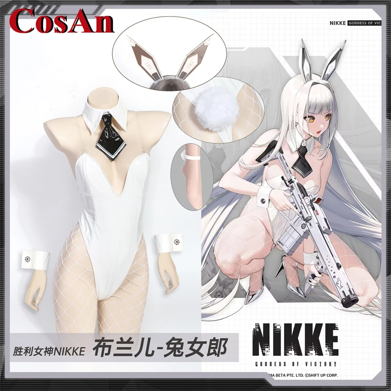 

CosAn Game NIKKE White Rabbit Branl Cosplay Costume Bunny Girl Patent Leather Jumpsuit Activity Party Role Play Clothing New