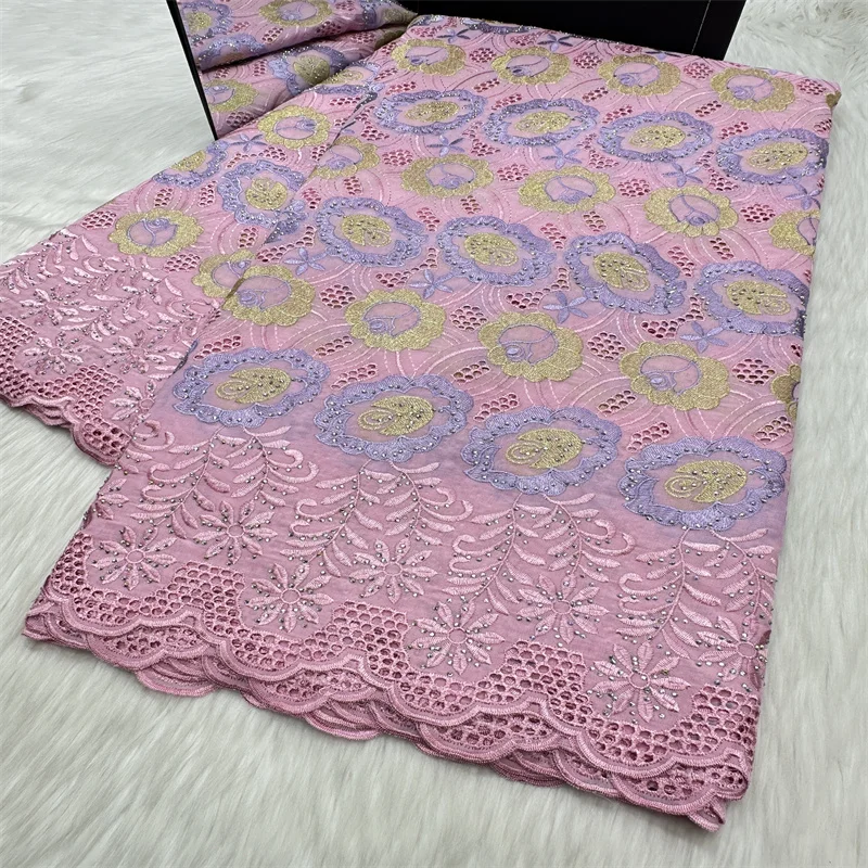 

Nigerian Swiss Voile Lace Fabric Embroidered 2026 High Quality African Cotton Lace Fabric With Stones French Party Women Dress