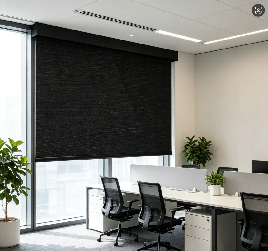 Fashion Cheap Motorized Light Filtering Windproof Heat Insulation Roller Blinds For Office