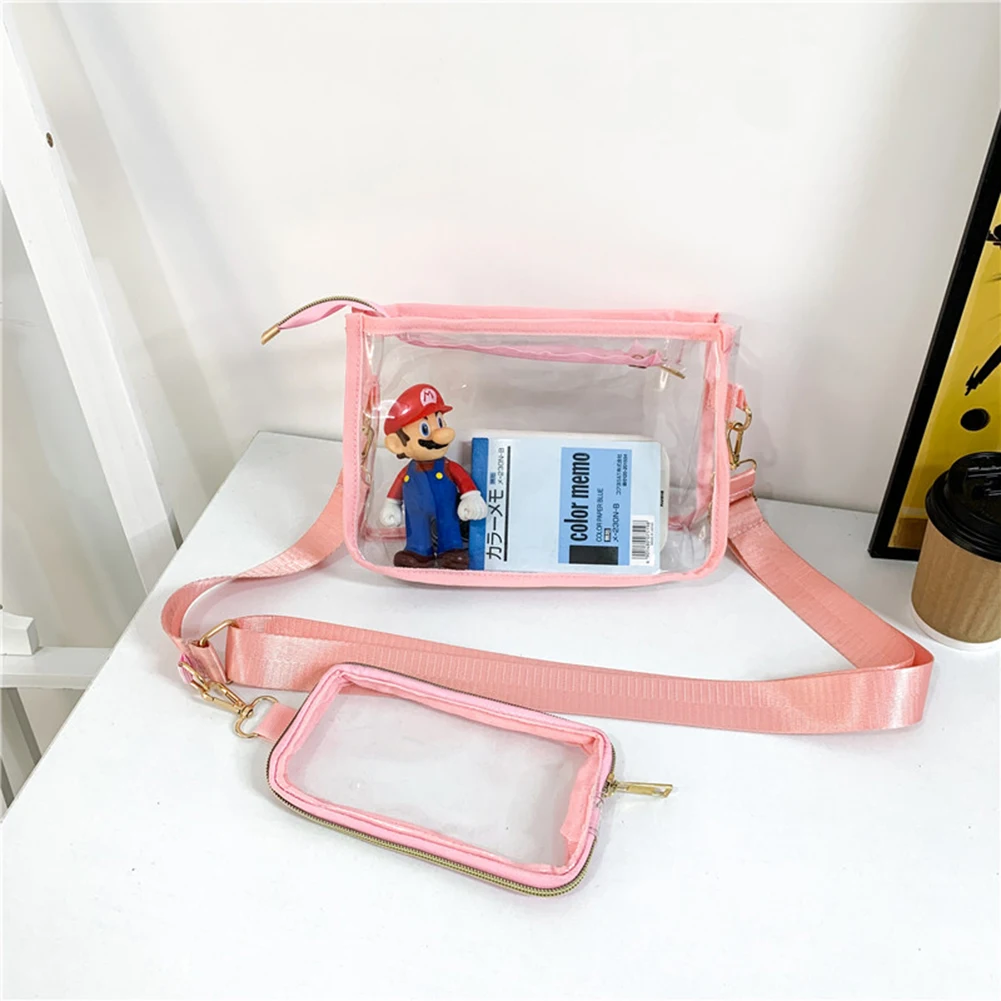 

Women Shoulder Bag Casual Clear Clutches Zip Closure Shopper Bag Adjustable Shoulder Straps Cute Money Bags Girls Bag