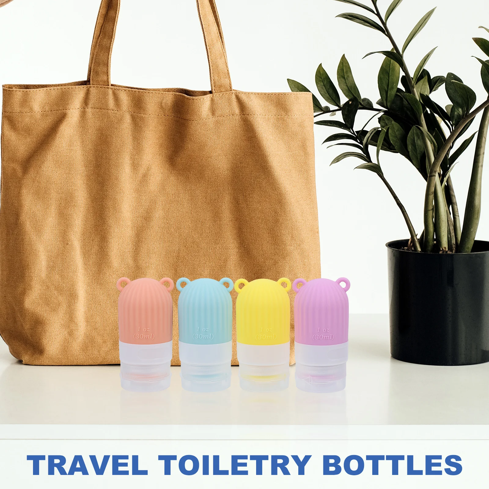 

4pcs Travel Size Containers Small Empty Makeup Jar Storage Silicone Portable Toiletries Skincare Bottles