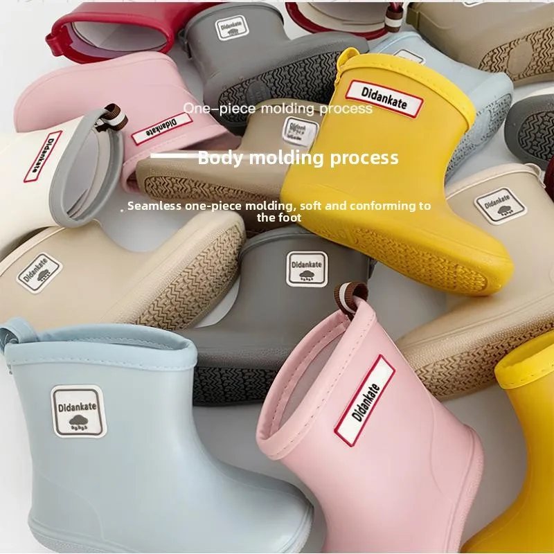 Boy Girl Mid-calf Waterproof Rain Boots All Seasons Baby Non-slip Soft Sole Rubber Shoes Kid Children Outdoor Casual Water Shoes