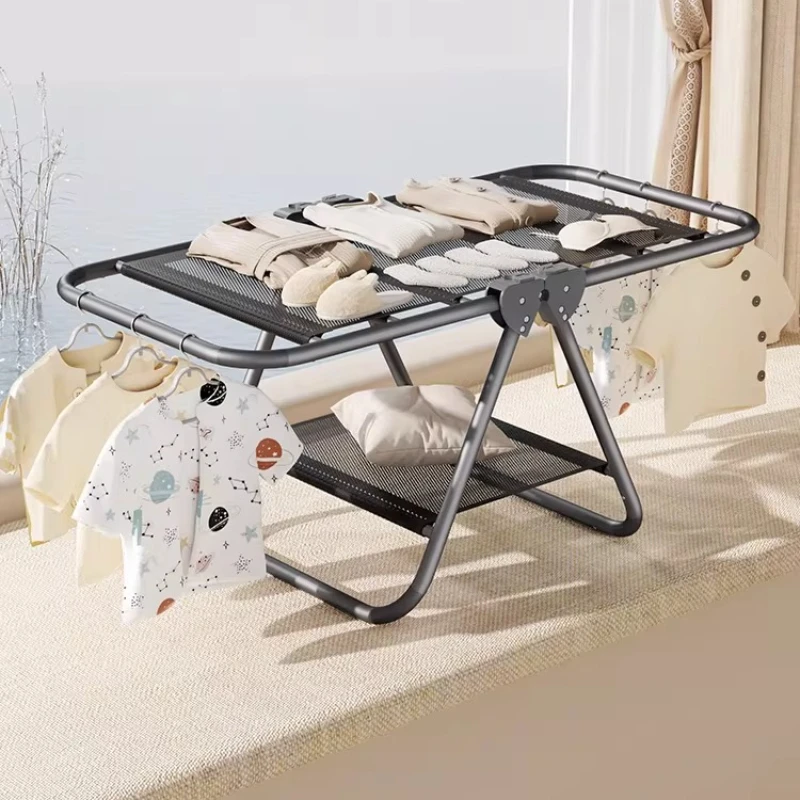 Modern Minimalist Drying Rack, Foldable Aluminum Floor Stand & Bay Window Towel Rack, No-Tools Installation for Small Space