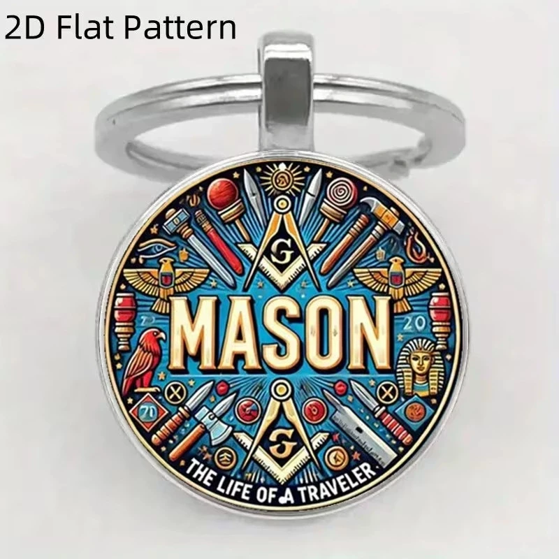 Vintage Secret Art Symbol Keychain with Compass, Square Ruler, Cube Jewelry Wholesale