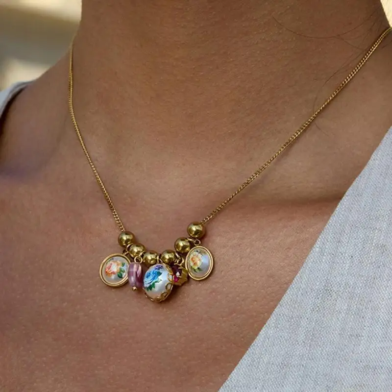 31BF Elegant Sequined Chain Jewelry Decorated With Blossomy Enchantment Old Creative