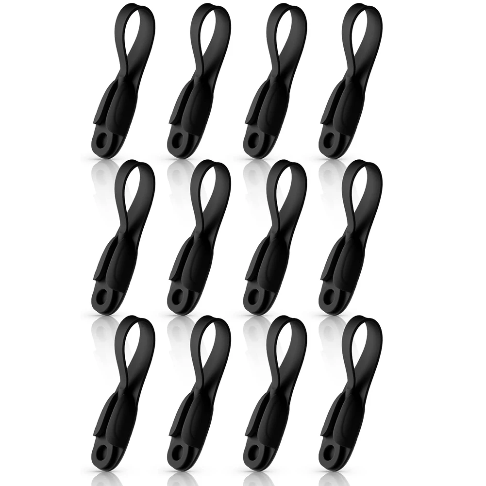 12Pcs Cord Bundlers Cord Organizer for Appliances, Self Adhesive Kitchen Appliance Cord Silicone Cord Holder Black