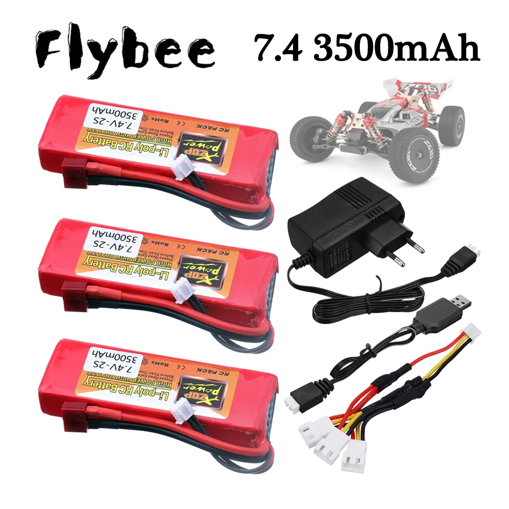 2S 7.4 V 3500MAh Pin Lipo Cho Wltoys 144001 Nâng Cấp Sạc Cho Wltoys 1/14 144001 Xe RC Thuyền có Sạc