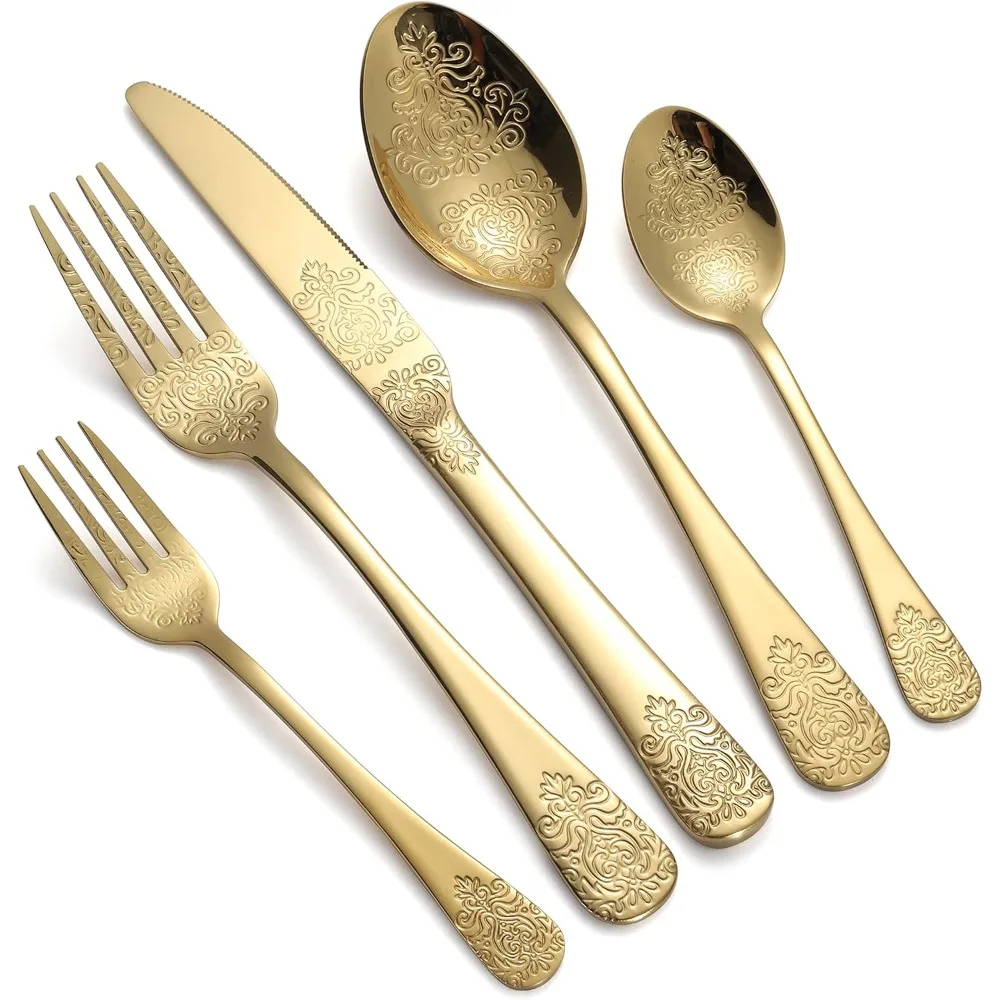 

Stainless Steel 20-Piece Flatware Set for 4 People with Knives, Forks, and Spoons