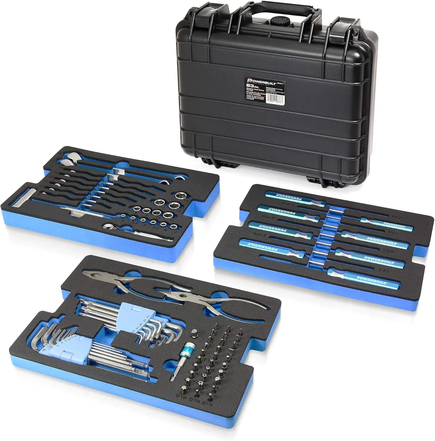 420J2 Stainless Steel Marine Boat Repair Tool Set, Drivers, Pliers, Wrenches, Mallet, Bit Driver/Bits, Sockets, Watertight