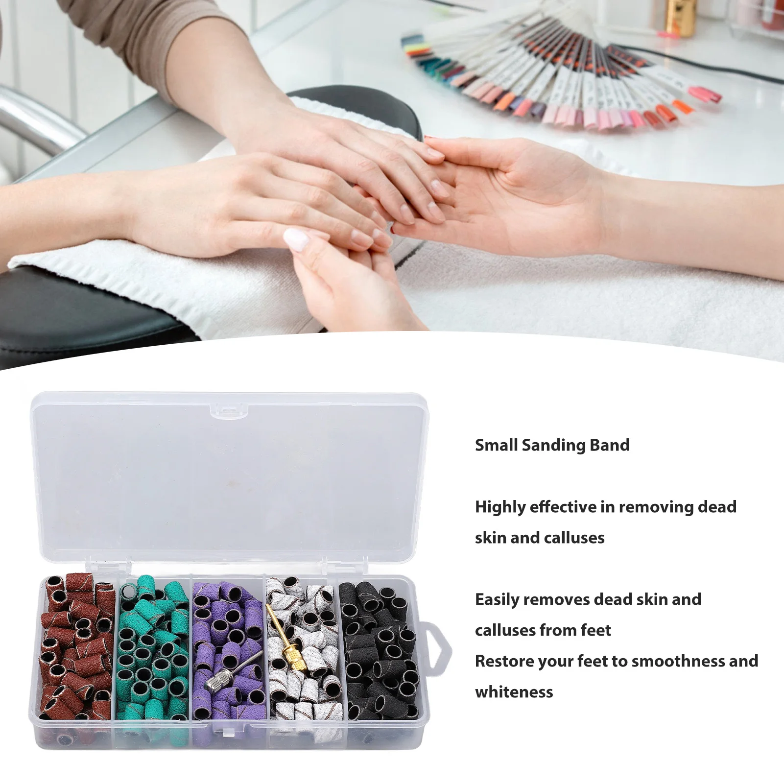 250pcs Small Sanding Band Manicure Accessory Exfoliation Professional Sanding Bands Set For Nail Drill