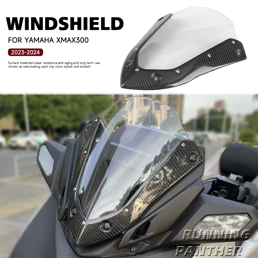 

Motorcycle Windscreen Windshield Deflector Viser Carbon fibre Accessories For YAMAHA XMAX300 XMAX 300 2023-2024