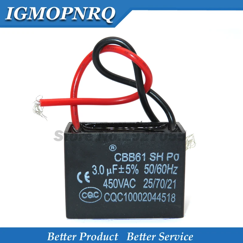 

5pcs free shipping CBB61 3uf starting capacitance AC Fan Capacitor 3uf 450V CBB Motor Run Capacitor new