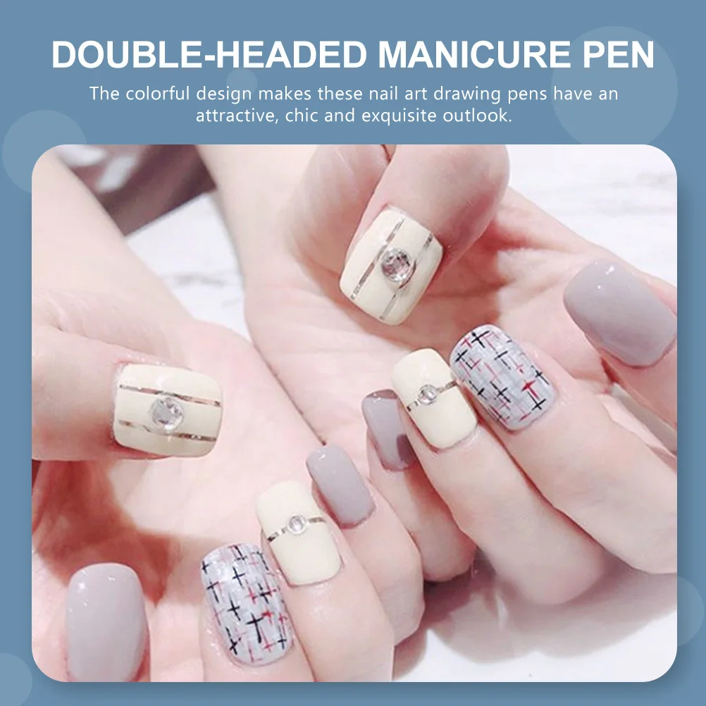 

3pcs Pen Set Premium Art Brush Pens For Manicure Diy Double-Headed Gel Painting Tool Nails Decor Accessory Nail Painting Pens