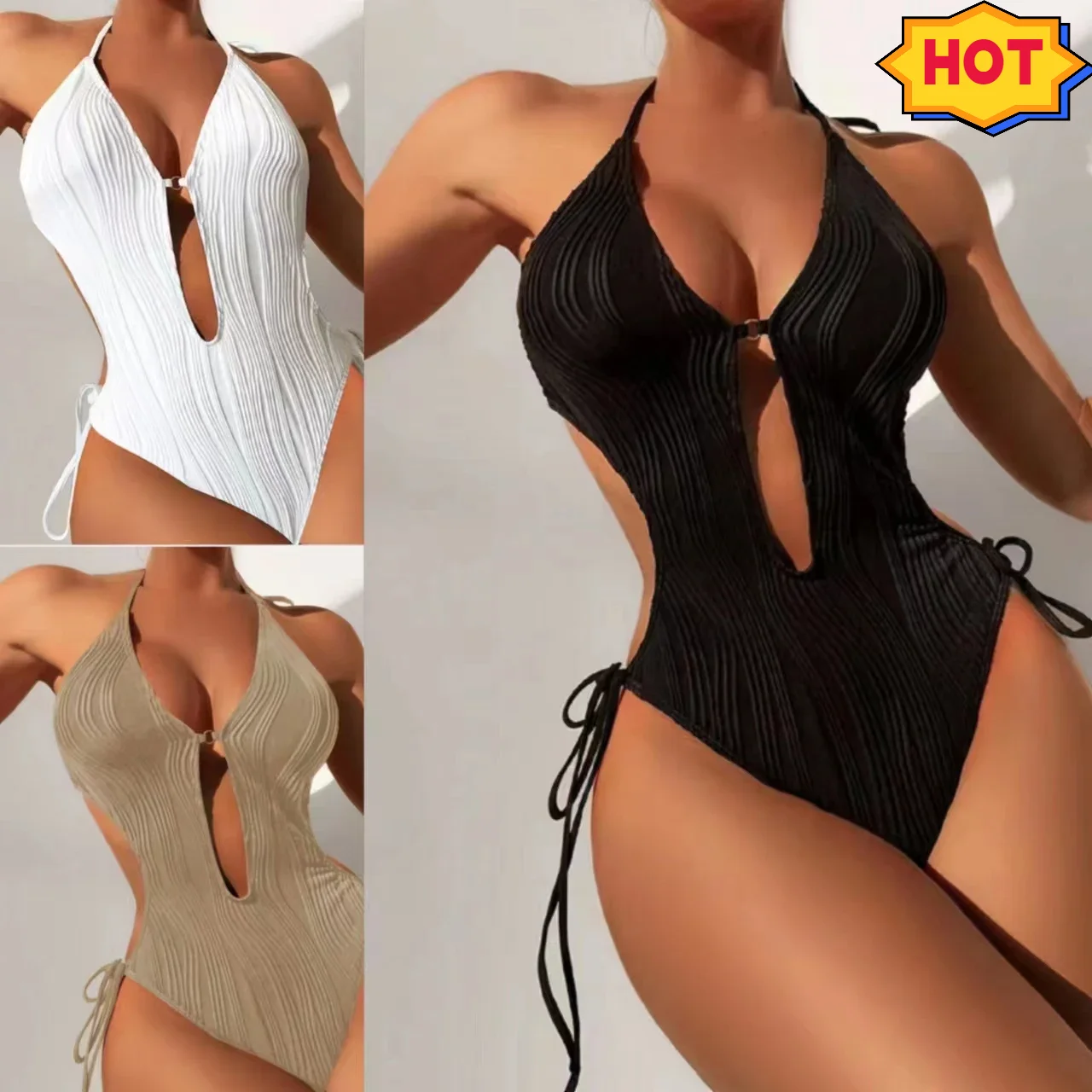 New European and American One-piece Swimsuit Sexy Backless High Waist Women One-piece Swimsuit