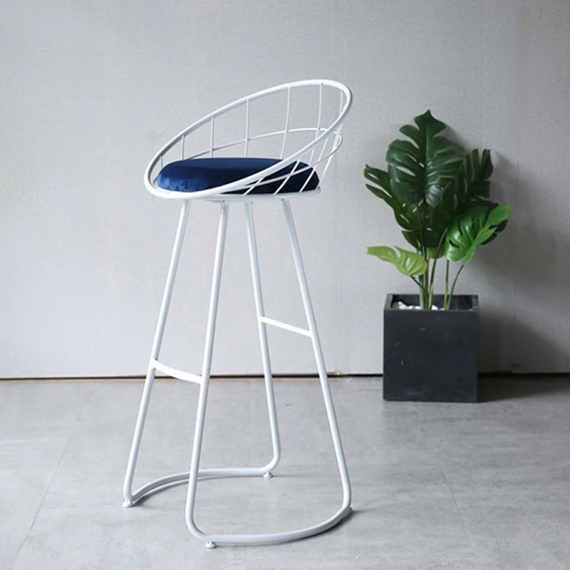 Modern Minimalist Bar Chairs Kitchen High Stool Milk Tea Shop Nordic Metal Barstool Home Bar Counter Backrest Chair Furniture