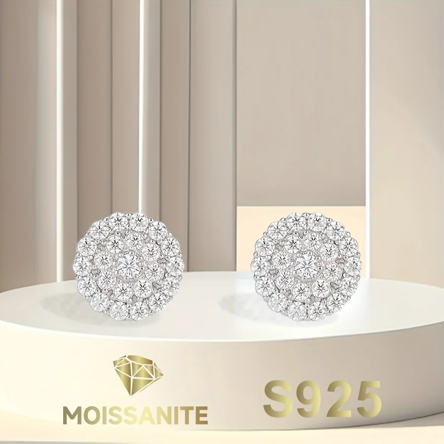 

Round Moissanite Earrings 925 Sterling Silver Stud Earring for Women with Gra Certificate New 2025