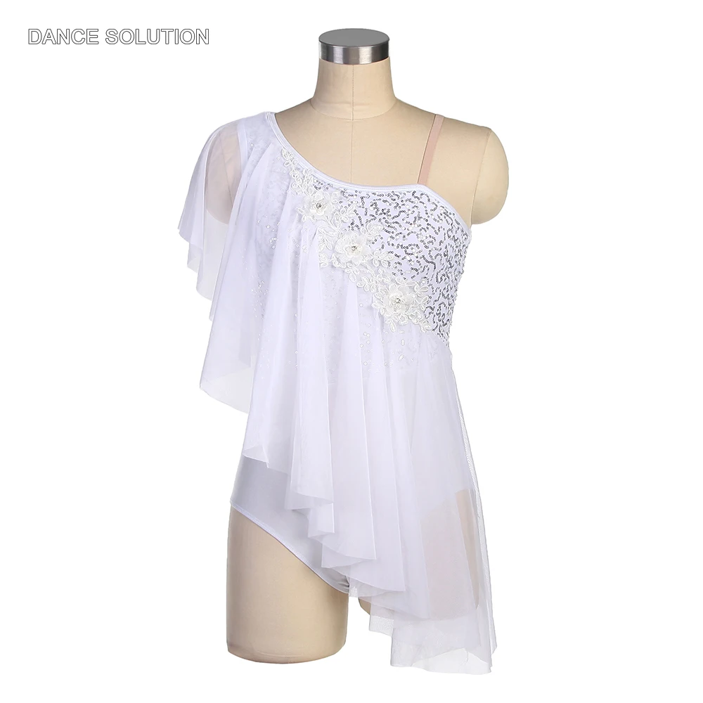 

Summer New Ballet Dance Costume Sequin Spandex Leotard with White Mesh Ballet Stage Performance Clothes for Women Girls 23100