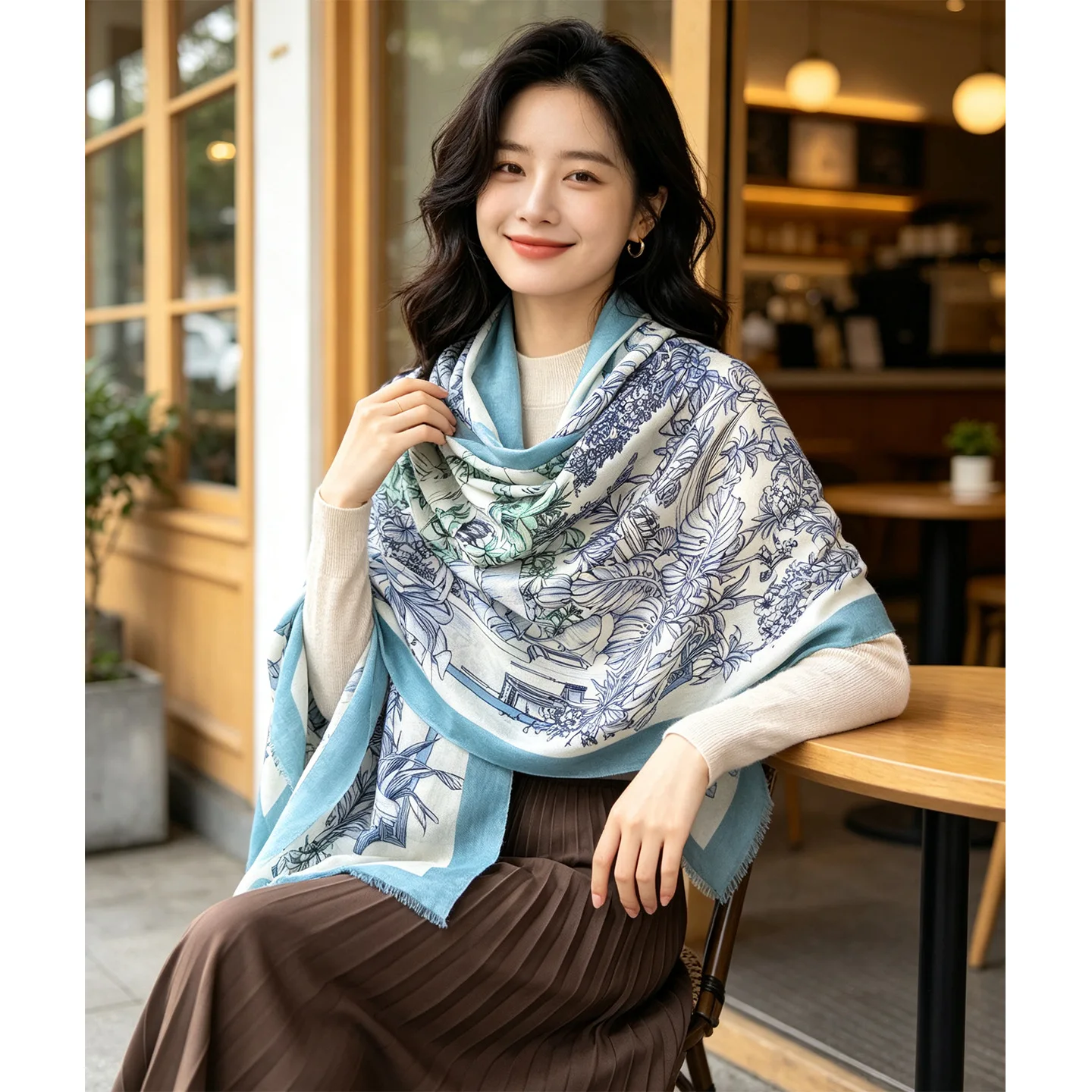 Tassels Cashmere Long Shawl Women 100% Cashmere Pashmina Luxury Large Designer Accessories Winter Warm Scarves Stole 200CM 100CM