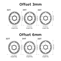 Plato ovalado VXM de 3mm y 6mm de compensación, montaje directo para XX1 Eagle X01 X1 X0 X9,32T 34T 36T, bicicleta de carretera MTB