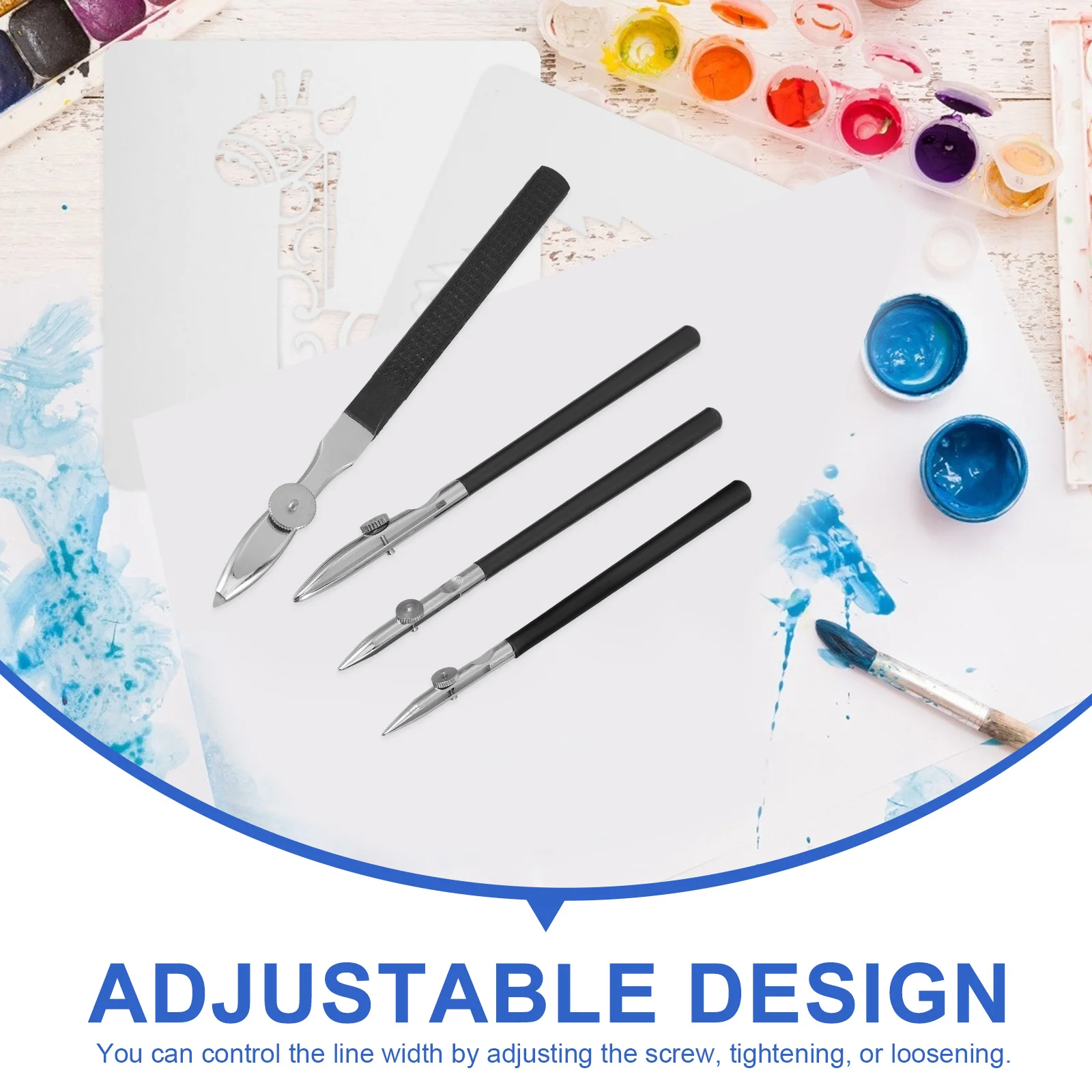 

4Pcs Adjustable Art Ruling Pens Set for Straight Lines Drawing Technical Calligraphy Ink Compatible Professional Artists Tools